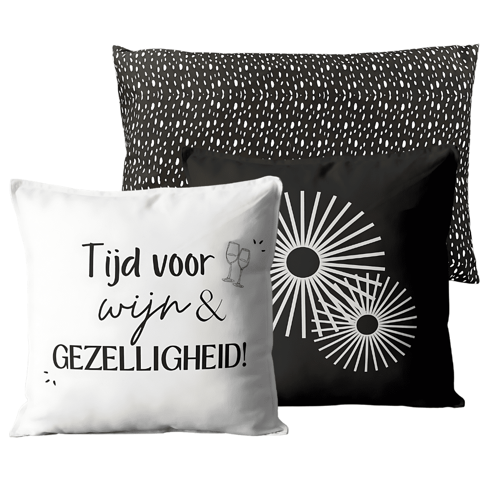sierkussens wijn goede dag zwart hart living club