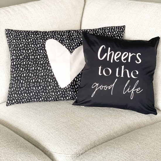 sierkussen zwart hart bank