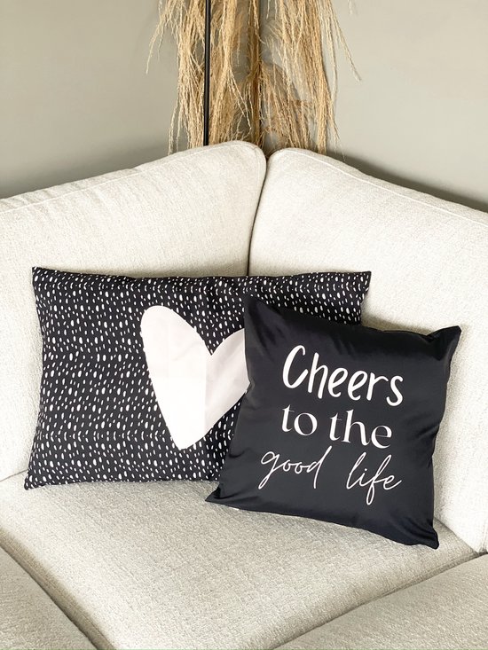 sierkussen cheers zwart hart bank combi